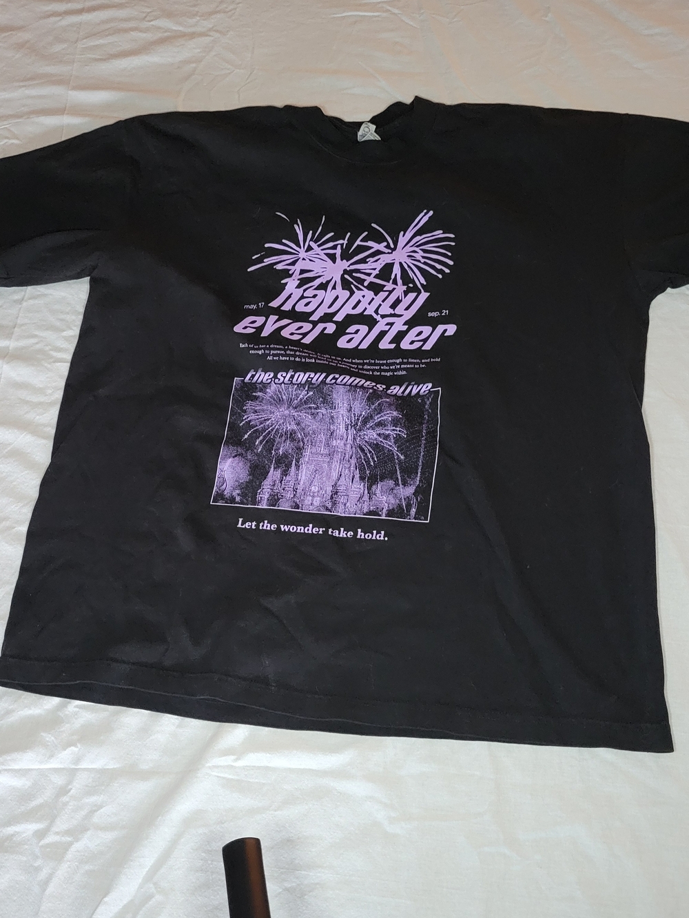 Los Angeles Apparel Happily Ever After Graphic Tee  Black with Purple Print XL